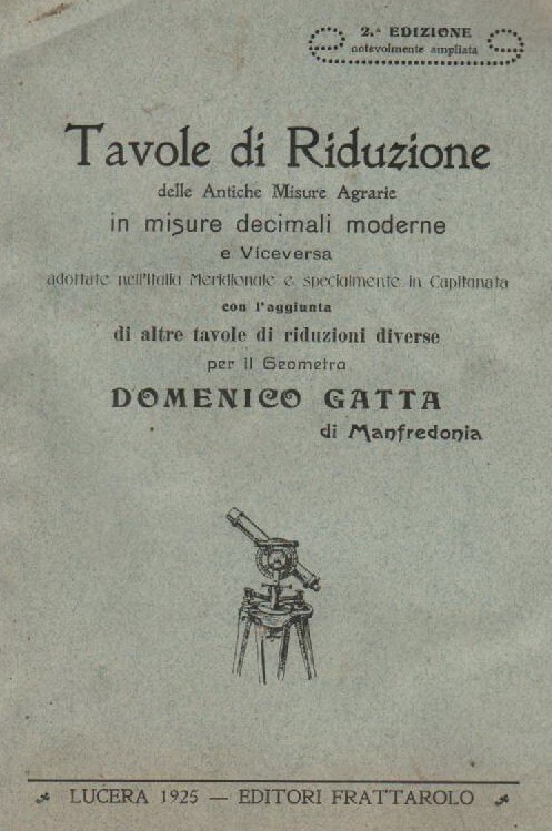 Agraria, Agrimensura, Puglia: Domenico Gatta, Tavole Di Riduzione, 1925