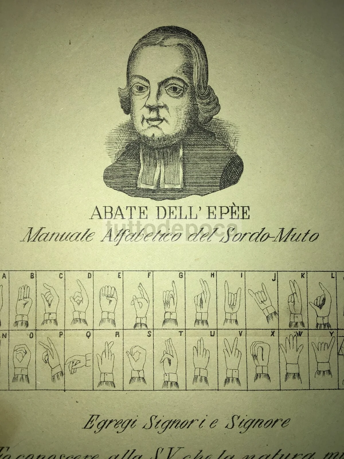 Sordomutismo: Abate De L'Épée Manuale Alfabetico Dei Sordo Muti (segni Della Mano), foto 2 di 3