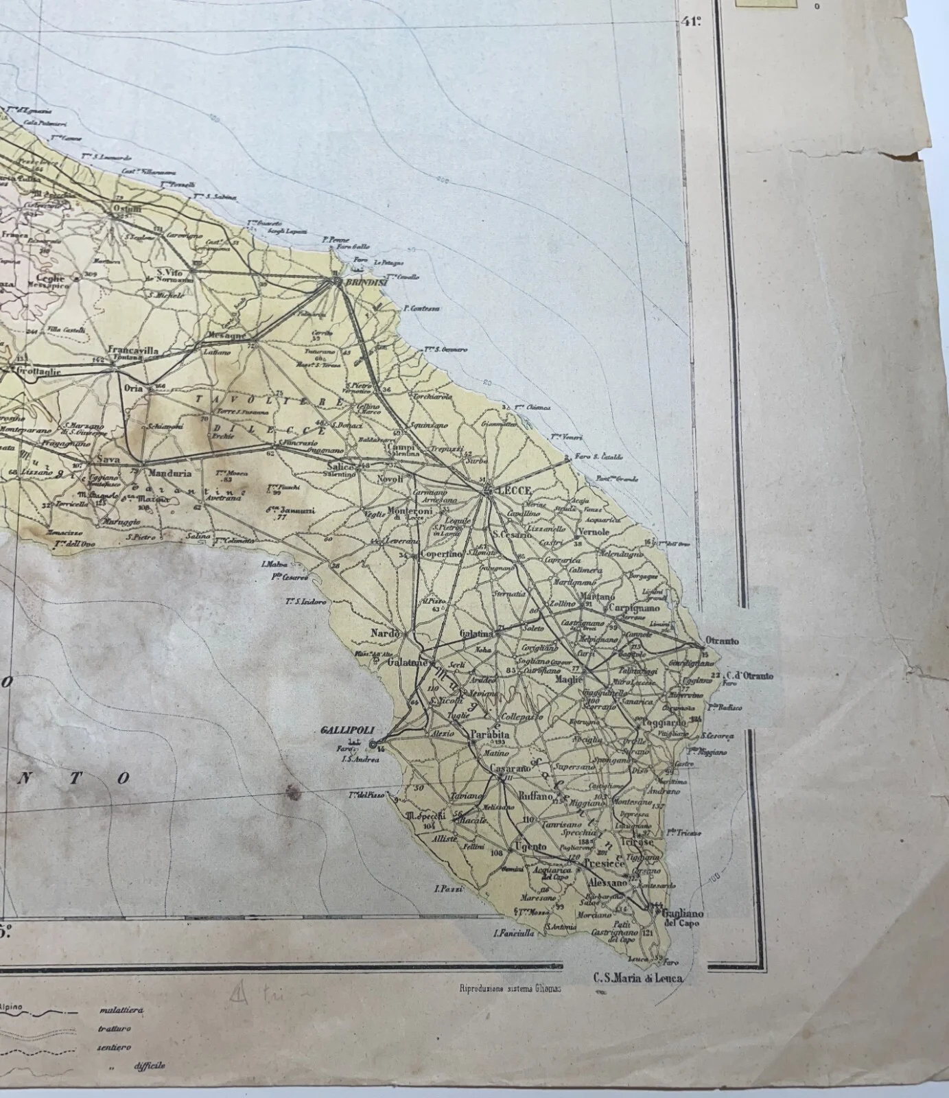 Puglia, Basilicata, Bari, Potenza, Salento, Taranto, Policastro: Antica Cartografia, foto 12 di 12
