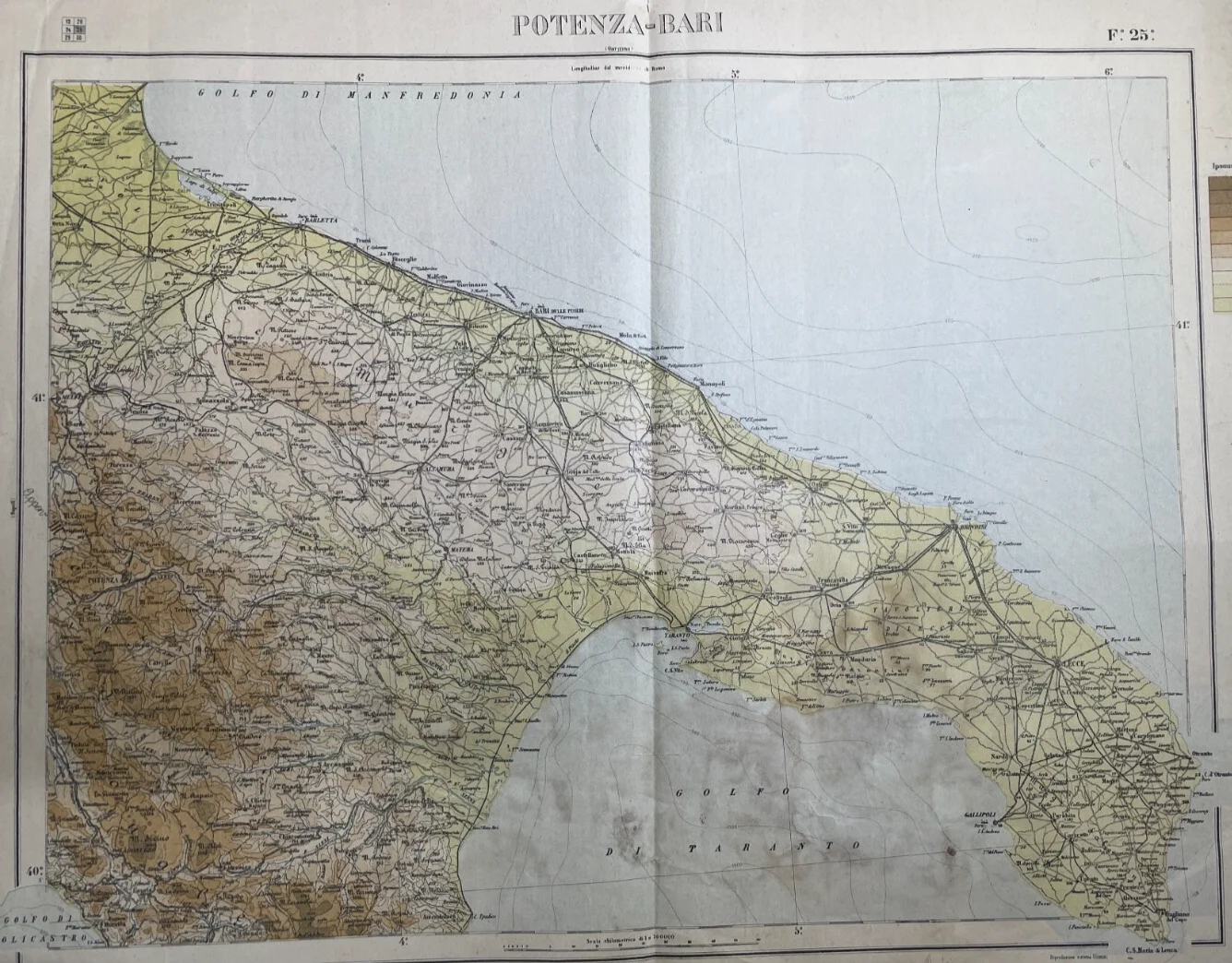 Puglia, Basilicata, Bari, Potenza, Salento, Taranto, Policastro: Antica Cartografia, foto 6 di 12