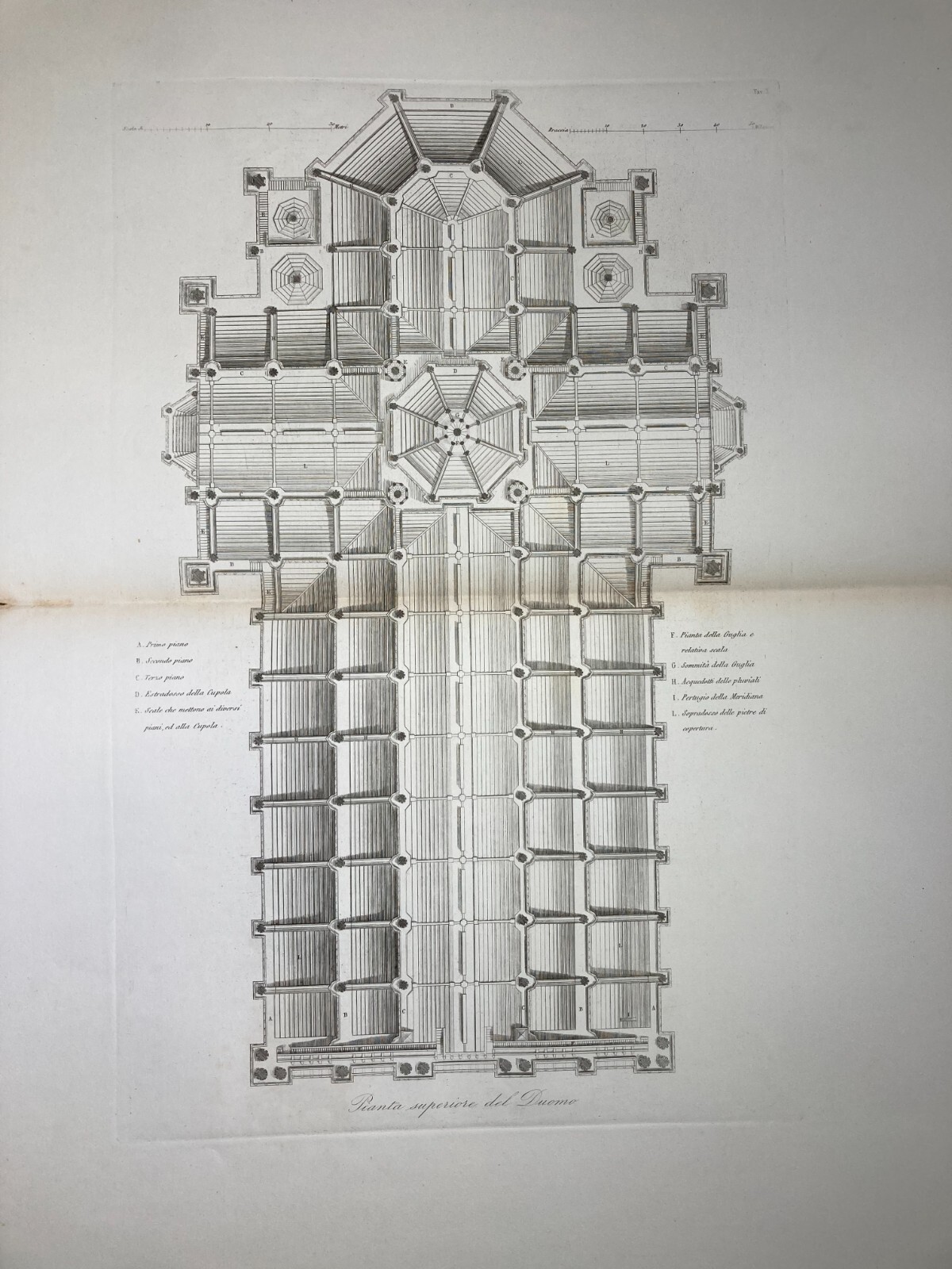 Architettura In Lombardia: Milano, Pianta Superiore Del Duomo. Antica Incisione