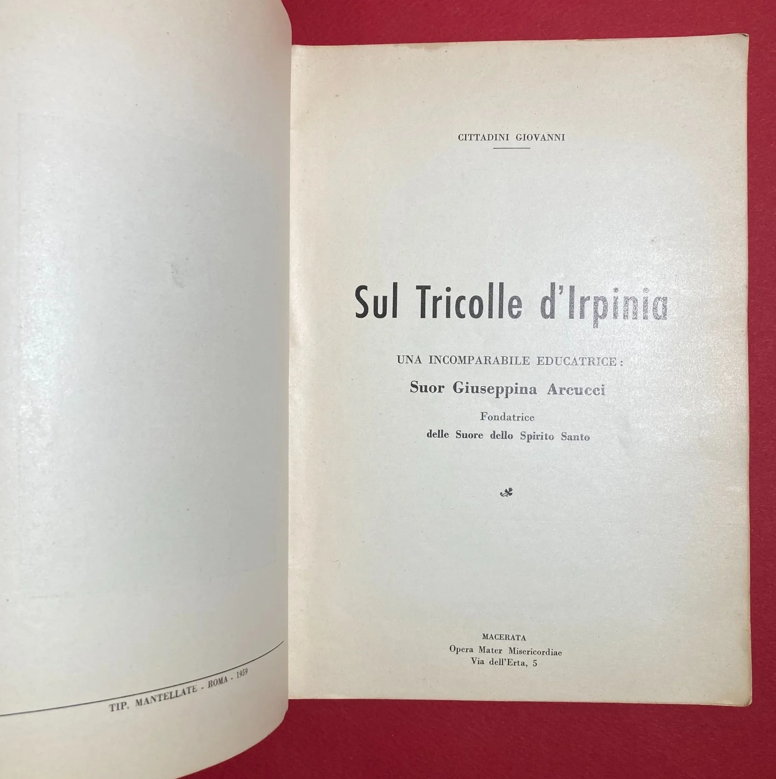 Sul Tricolle dell'Irpinia: Suor Giuseppina Arcucci, 1959, foto 13 di 14