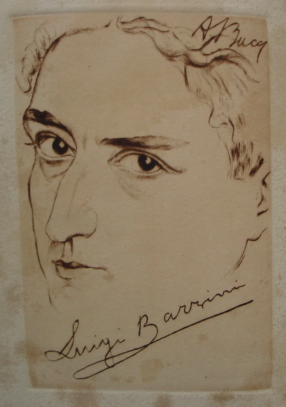 Ritratto di Barzini, Acquaforte di Anselmo Bucci, foto 3 di 5