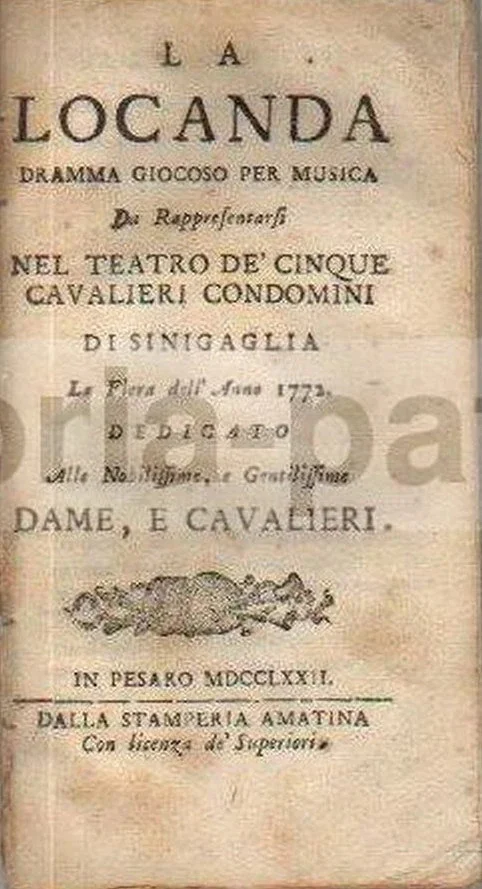 La Locanda, Libretto per Senigallia, Pesaro 1772