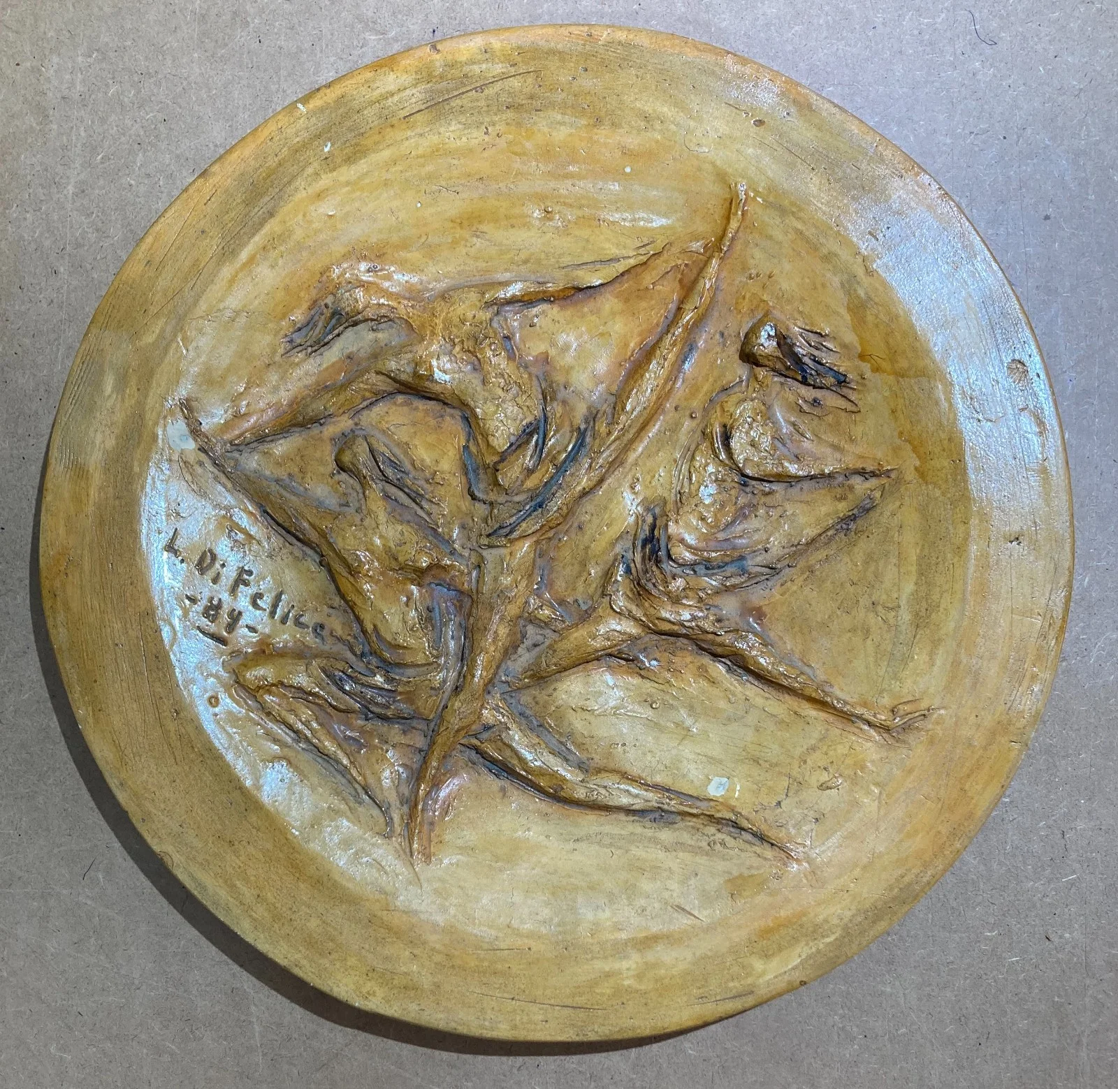 Piatto in Ceramica con Scena di Danza di di Felice, 1989, foto 2 di 6