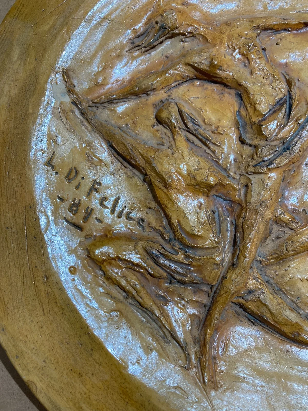Piatto in Ceramica con Scena di Danza di di Felice, 1989, foto 6 di 6