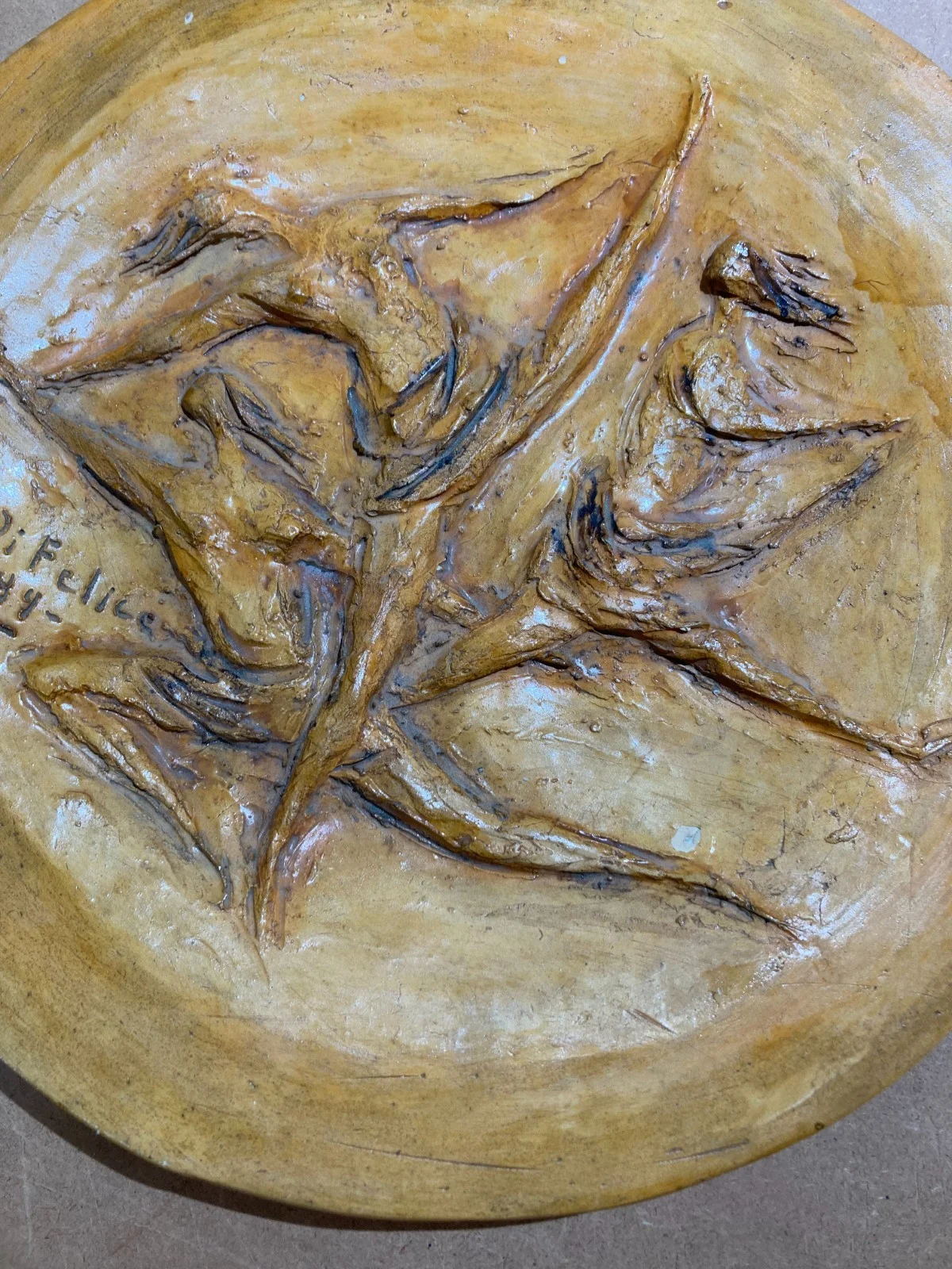 Piatto in Ceramica con Scena di Danza di di Felice, 1989, foto 5 di 6