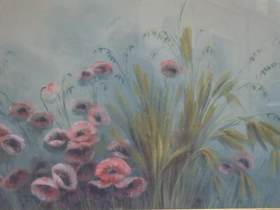 Campo di Grano e Papaveri, Tempera di Gaetano Paloscia, foto 2 di 5
