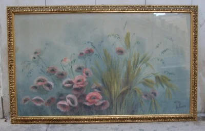 Campo di Grano e Papaveri, Tempera di Gaetano Paloscia, foto 5 di 5