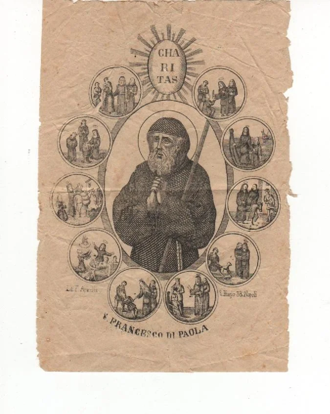 Litografia di San Francesco di Paola con i Miracoli, XIX Secolo, foto 2 di 2