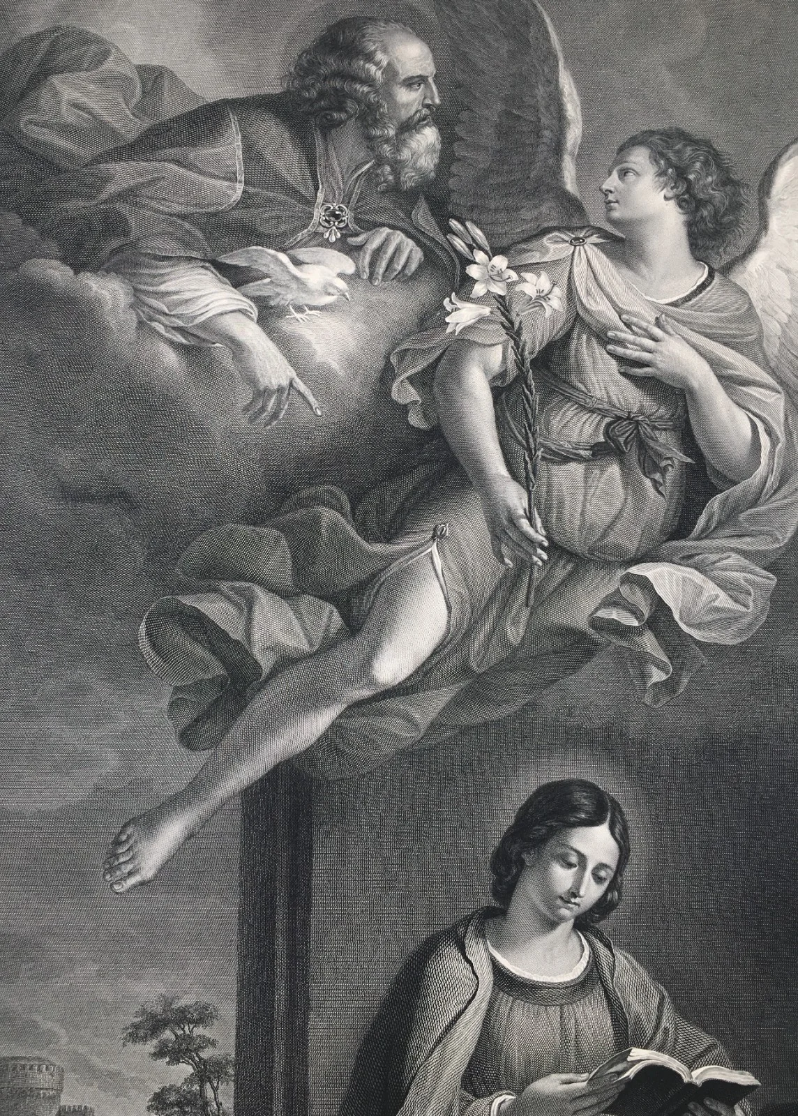 L'Annunzianda, Acquaforte di Guadagnini da Guercino, 1850, foto 7 di 19
