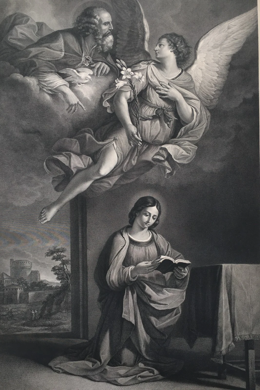 L'Annunzianda, Acquaforte di Guadagnini da Guercino, 1850, foto 18 di 19