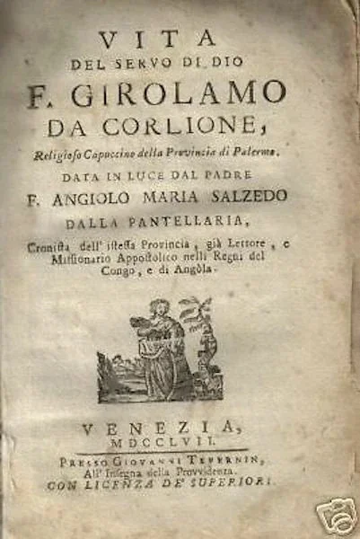 Vita di fra Girolamo da Corleone, Salzedo, Venezia 1757, foto 5 di 18