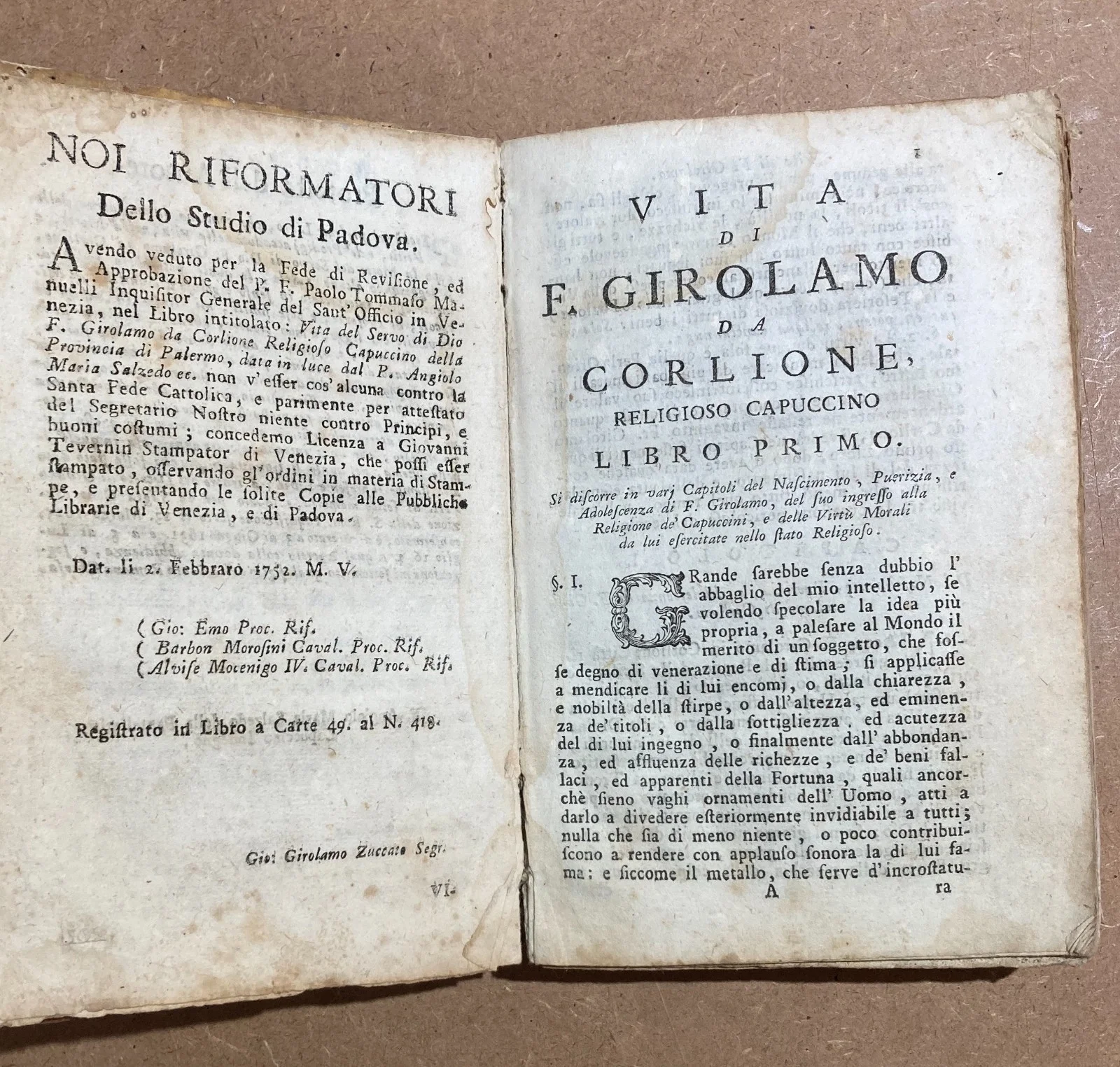 Vita di fra Girolamo da Corleone, Salzedo, Venezia 1757, foto 11 di 18