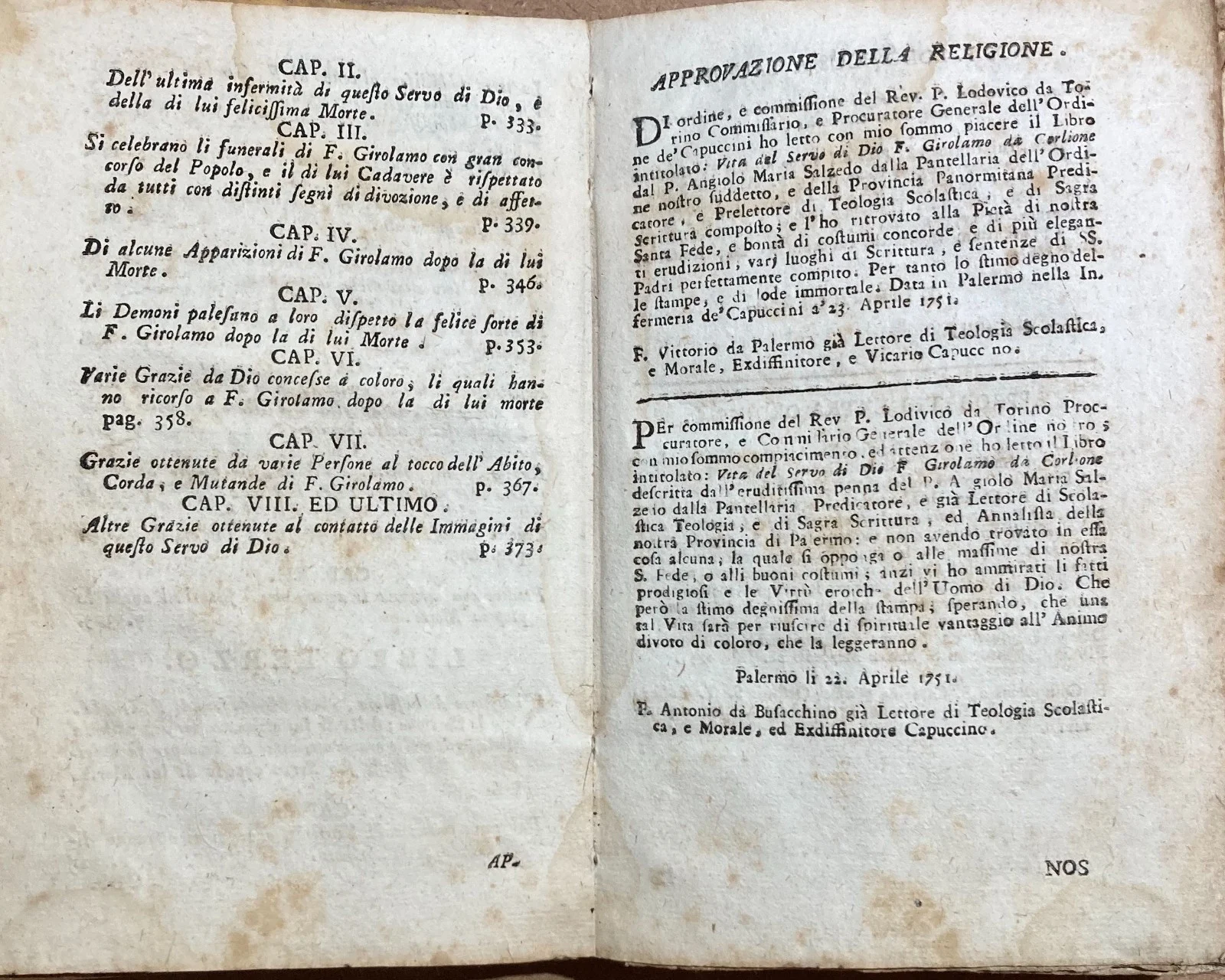 Vita di fra Girolamo da Corleone, Salzedo, Venezia 1757, foto 12 di 18