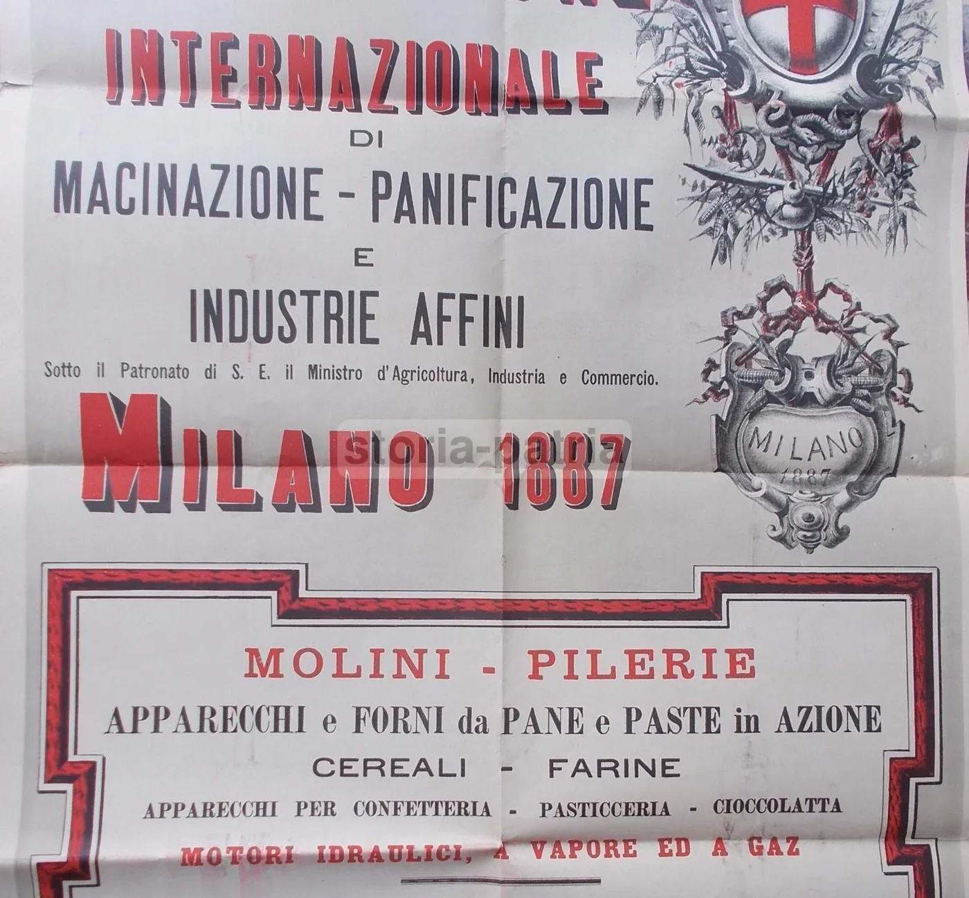 Manifesto Esposizione Macinazione Panificazione Milano 1887 Ricordi, foto 3 di 8