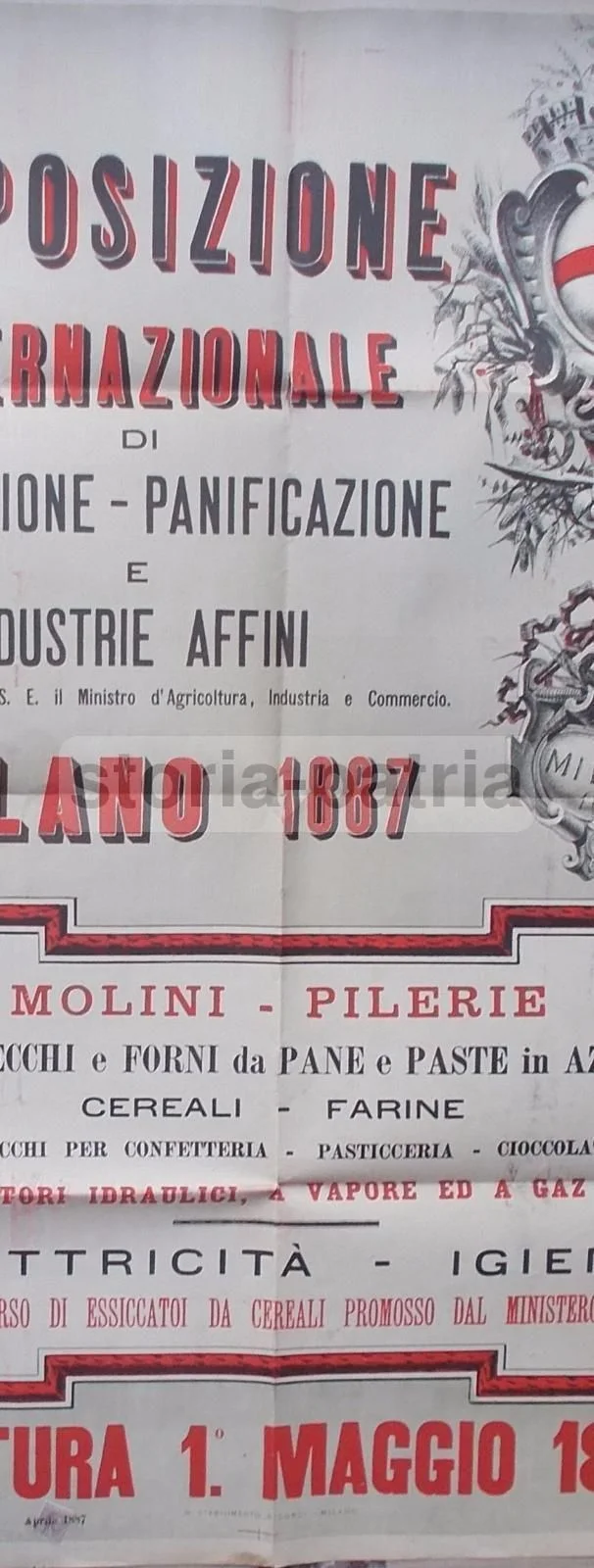 Manifesto Esposizione Macinazione Panificazione Milano 1887 Ricordi, foto 2 di 8