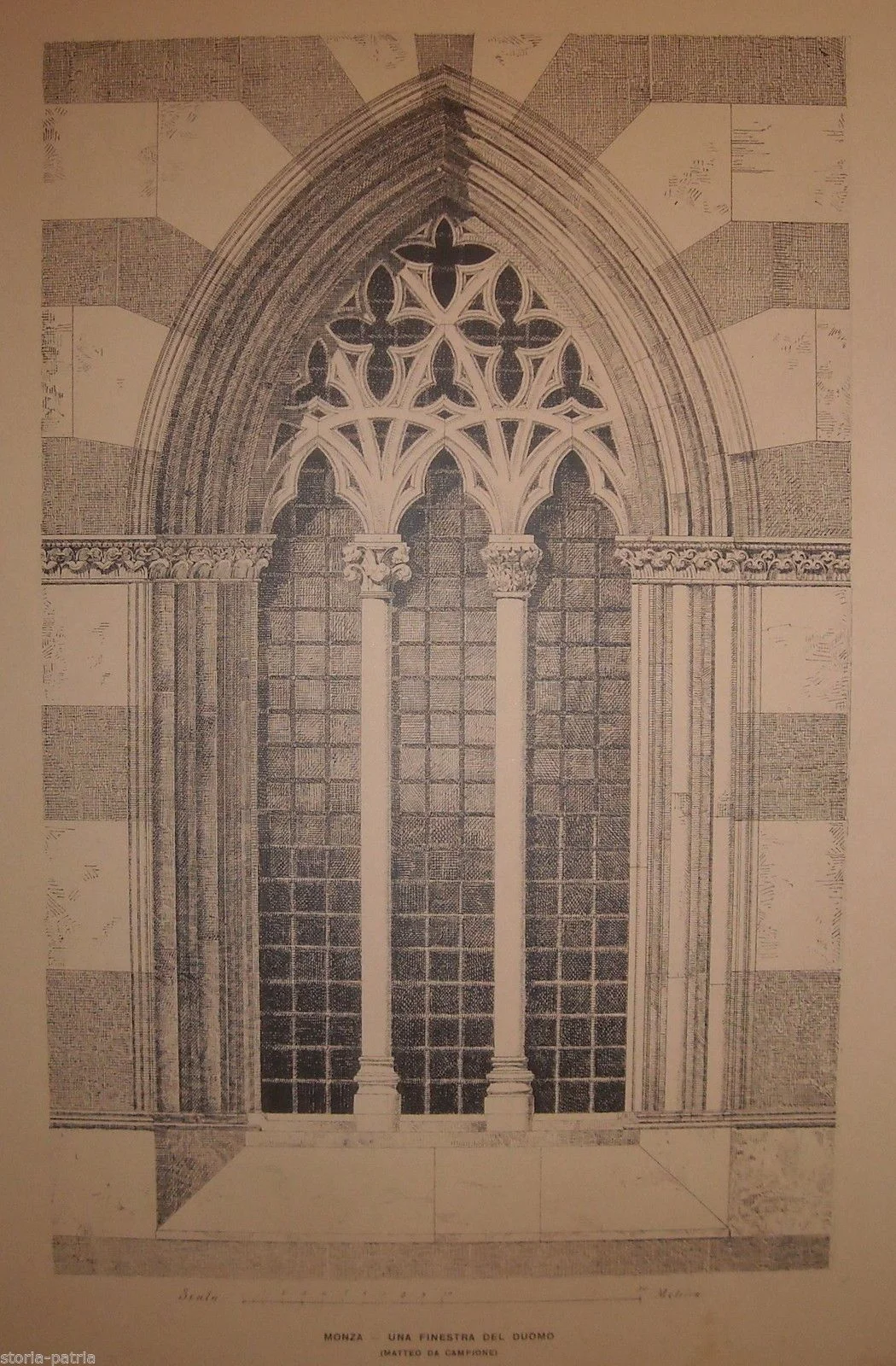 Finestra Gotica Del Duomo Di Monza, Matteo Da Campione. Stampe Antiche.