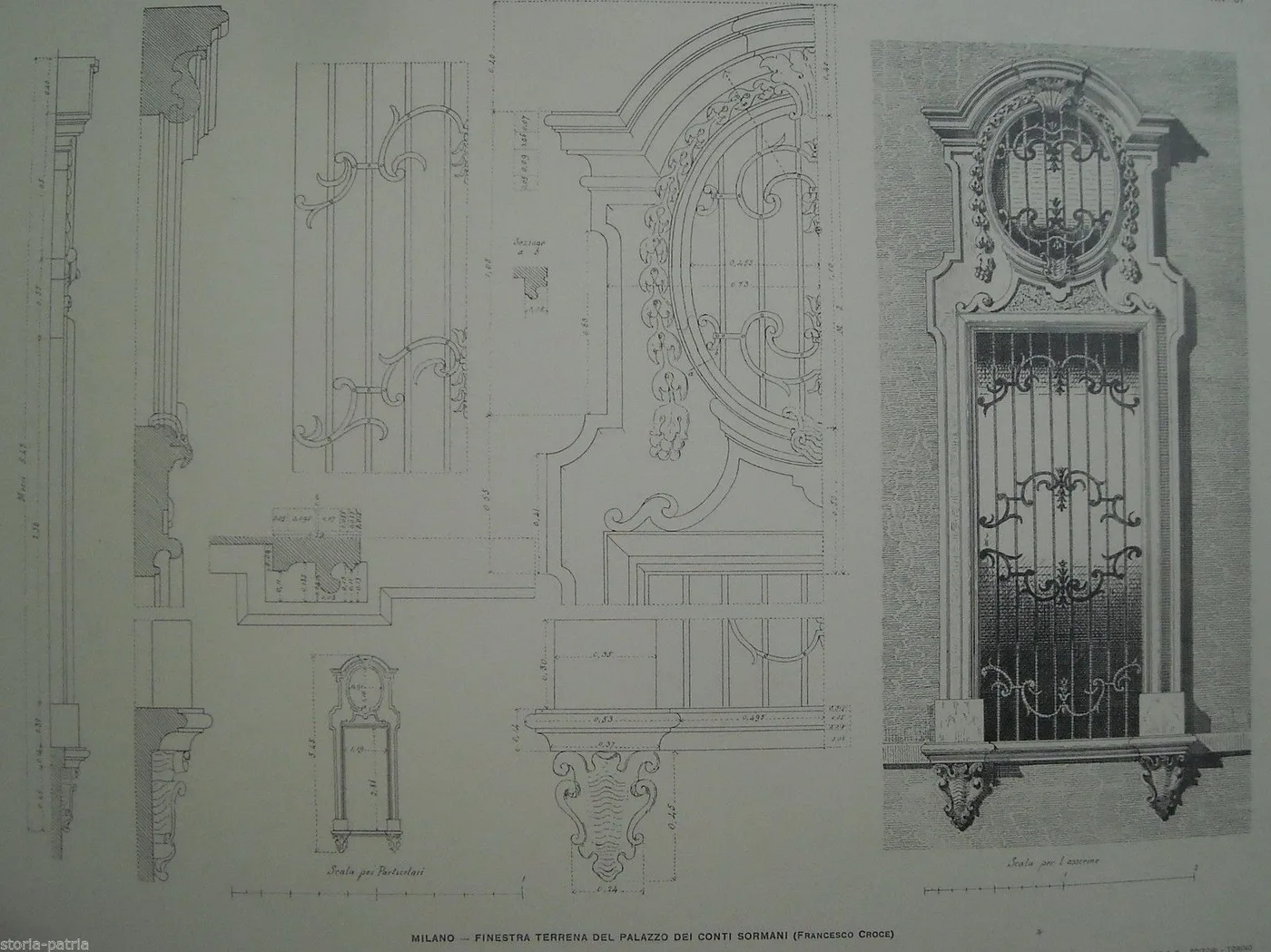Finestra Palazzo Sormani Milano Francesco Croce Stampa Anni '20