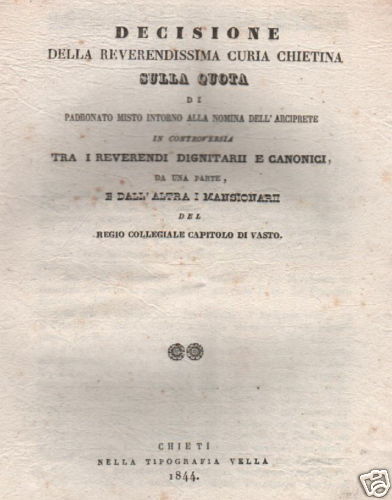 Abruzzo, Vasto, Antica Allegazione, Curia, Davalos, 800 immagine 1