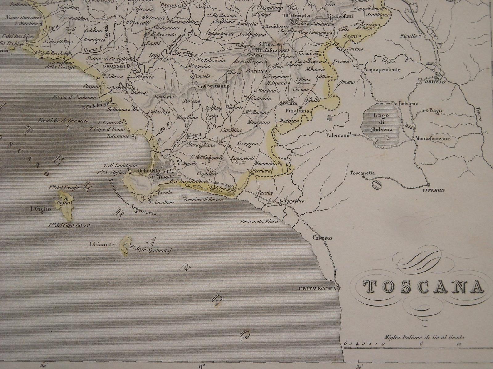 Antica Cartografia, Toscana, Isola Delba, Argentario, Orbetello, Grosseto, Livorno immagine 6
