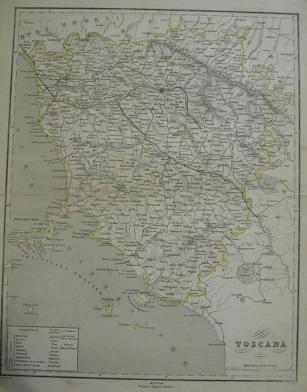 Antica Cartografia, Toscana, Isola Delba, Argentario, Orbetello, Grosseto, Livorno immagine 7