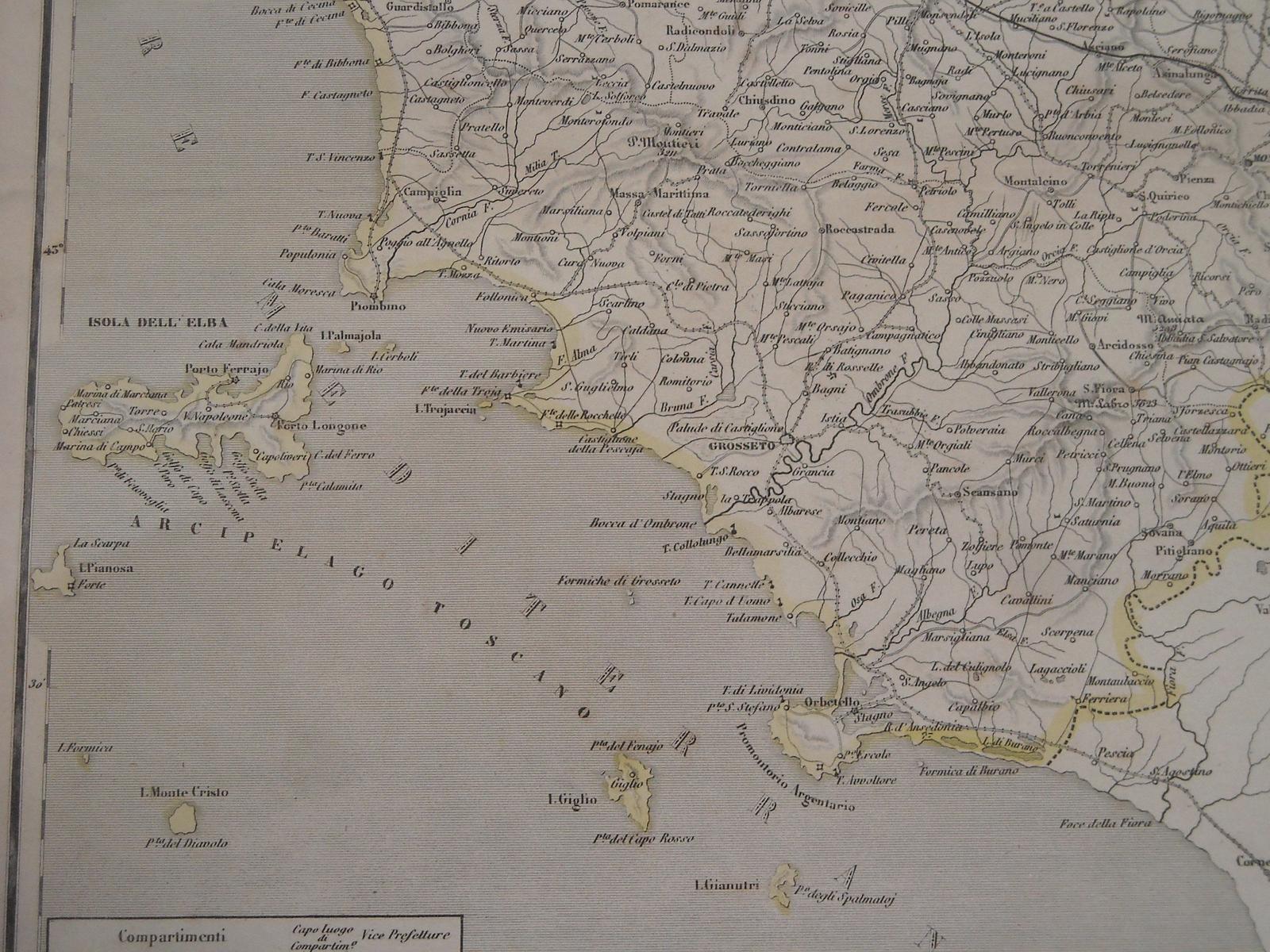 Antica Cartografia, Toscana, Isola Delba, Argentario, Orbetello, Grosseto, Livorno immagine 8