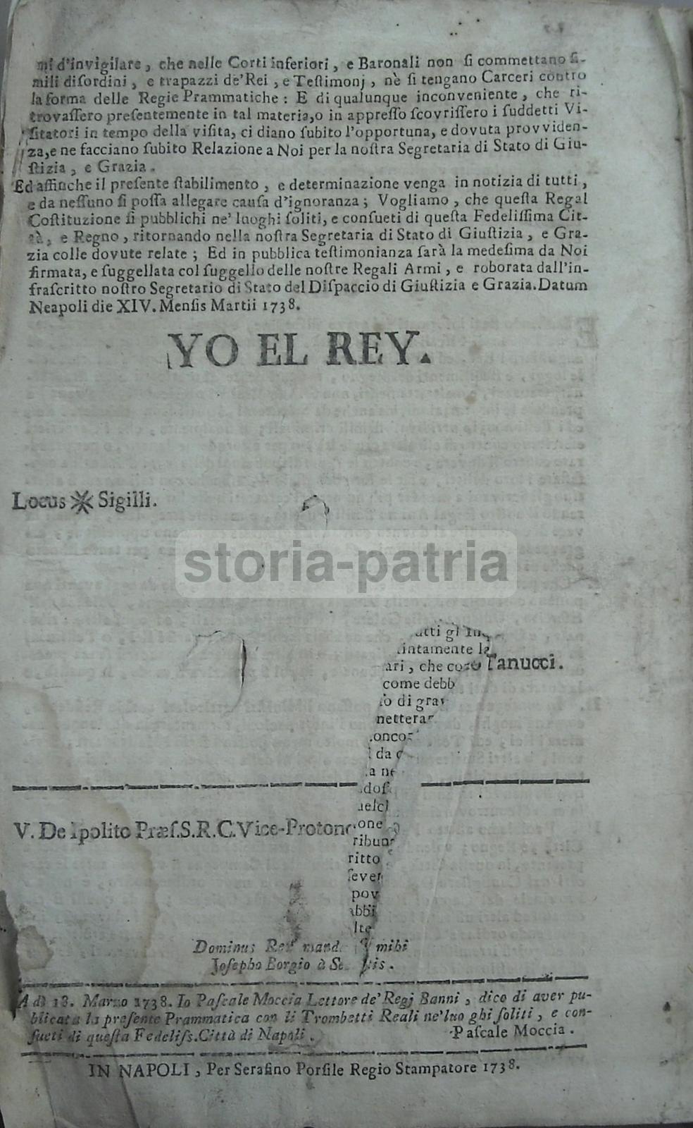 Araldica, Borboni, Giuridica, Giustizia, Tribunali, Napoli, Snellimento Processi, 1738 immagine 6