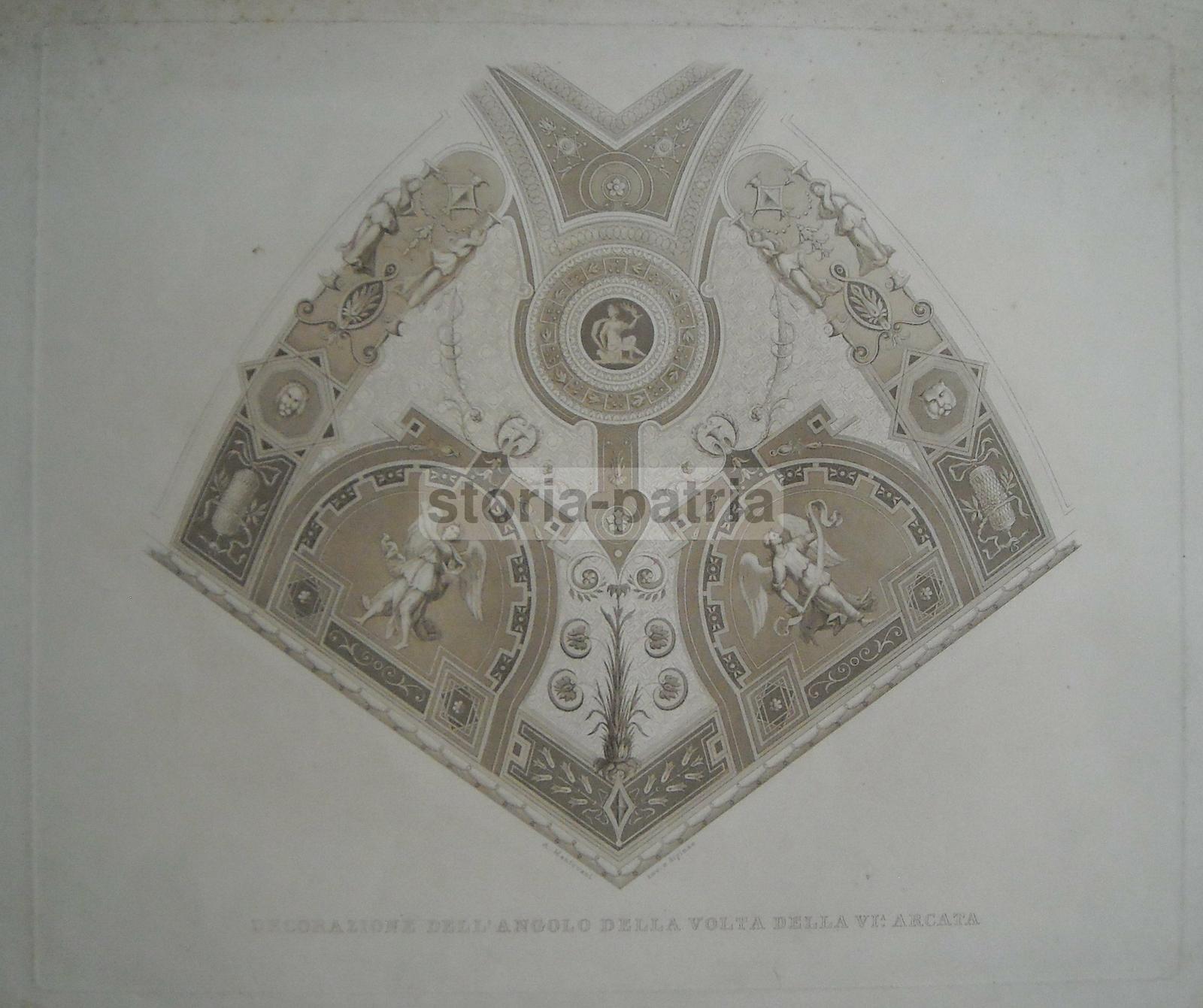 Arte, Allegorie, Mitologia, Antica Decorazione Murale, Artista Mantovani, Incisione immagine 1