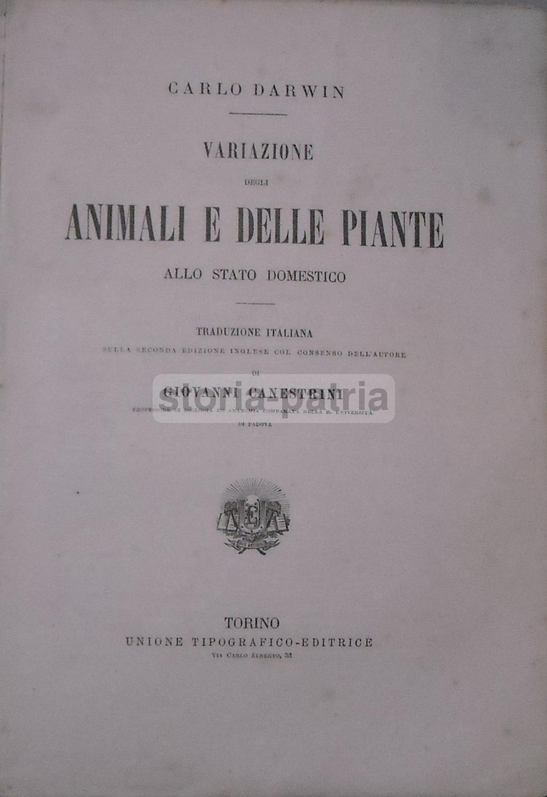 Botanica, Zoologia, Animali Domestici, Variabilita, Incroci, Sessualita, Darwin immagine 1