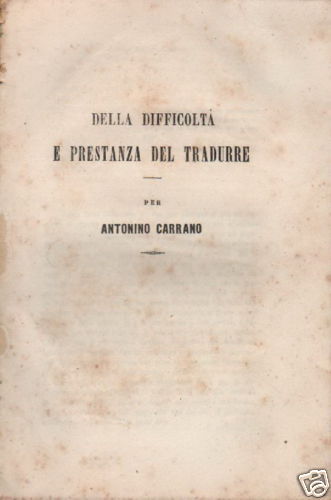 Calabria, Reggio, Siclari, Carrano, Linguistica, Traduzioni E Traduttori, Rarita, 1862 immagine 1