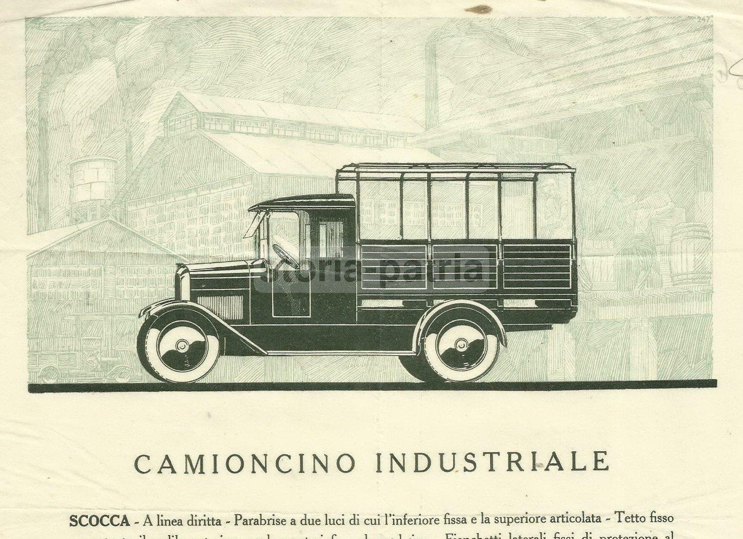 Camioncino Industriale, Fiat 507 F, Antica E Rara Stampa Pubblicitaria, Depliant immagine 2