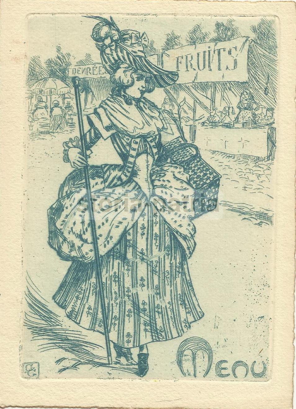 Cucina, Gastronomia, Arte, Bella Illustrazione Per Menu, Gentildonna, Da Collezione immagine 1