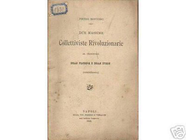 Filosofia, Montoro, Toniolo, Due Massime Collettiviste Rivoluzionarie, d'Epoca, 800 immagine 1