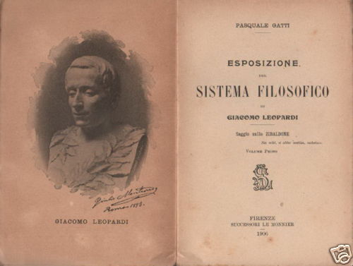 Filosofia, Sistema Filosofico, Zibaldone, Leopardi, Antica Edizione Le Monnier, Gatti immagine 1