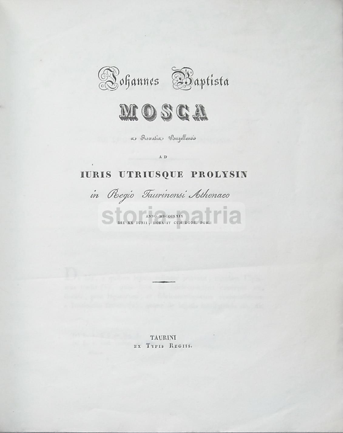 Giovan Battista Mosca, Antica Edizione Giuridica, Ateneo Di Torino, 1829, Rarita immagine 1