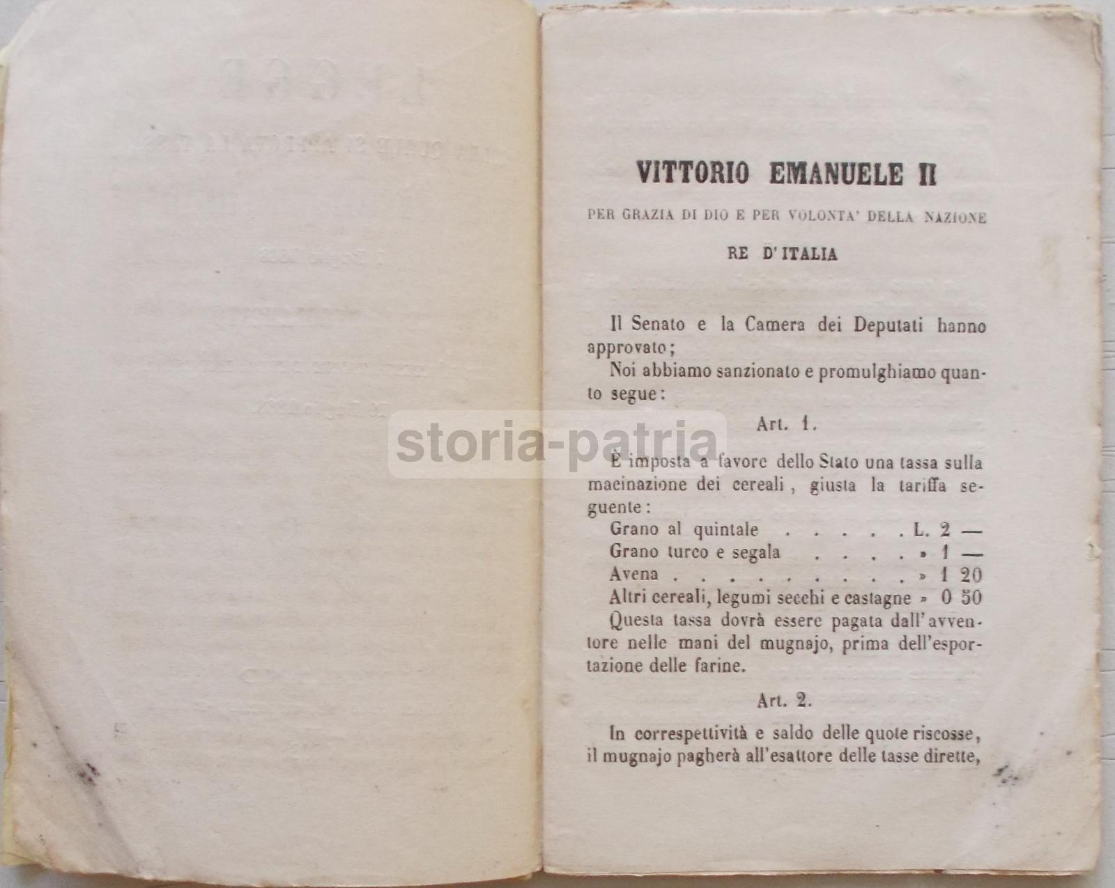 Giuridica, Legislazione, Agraria, Cereali, Farine, Mulini, Macinazione, 1868, Firenze immagine 2
