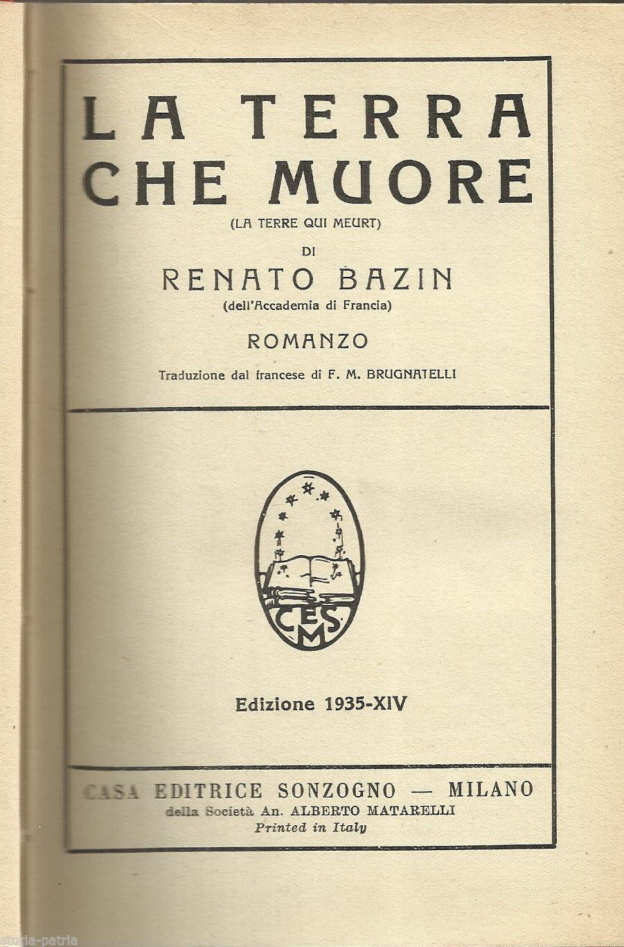 Letteratura Estera, Bazin, Marchese Fromentiere, Renato Bazin, Edizione d'Epoca, 1935 immagine 1