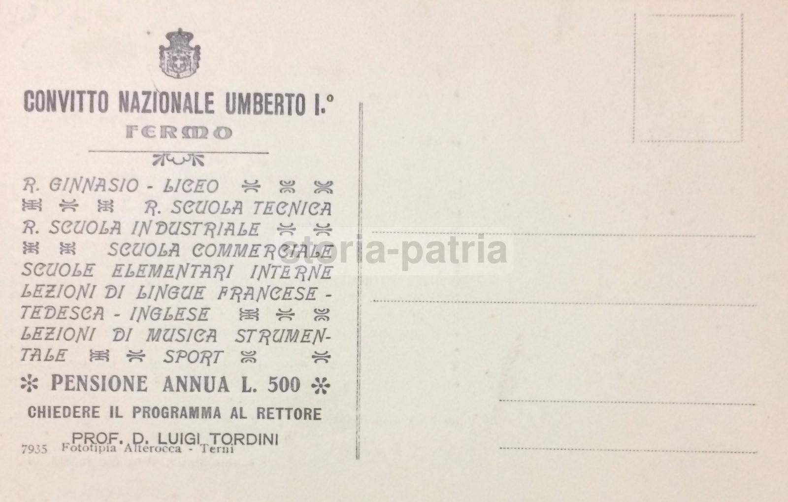 Marche, Fermo, Convitto, Tordini, Sacconi, Inusuale Cartolina Pubblicitaria, Scuole immagine 1