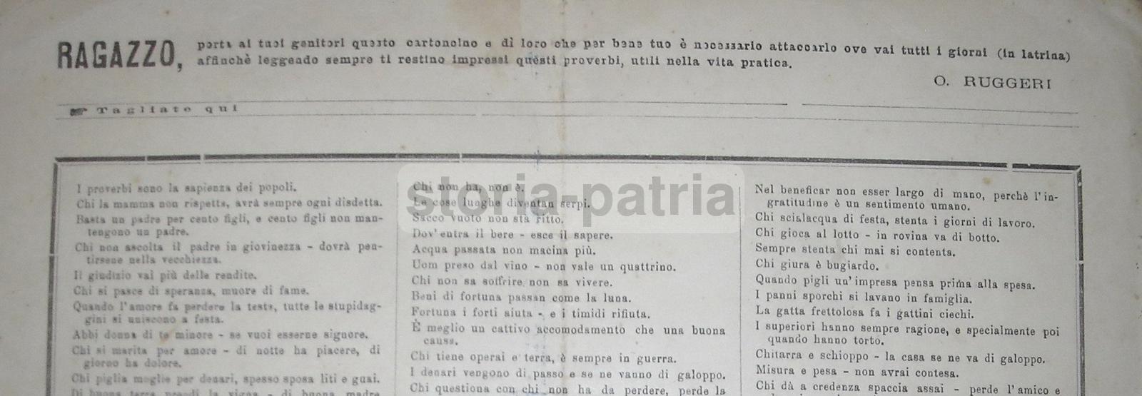 Marche, Pesaro, Ruggeri, Pubblicitaria Farmaceutica, Cartello Per Latrine, Proverbi immagine 1