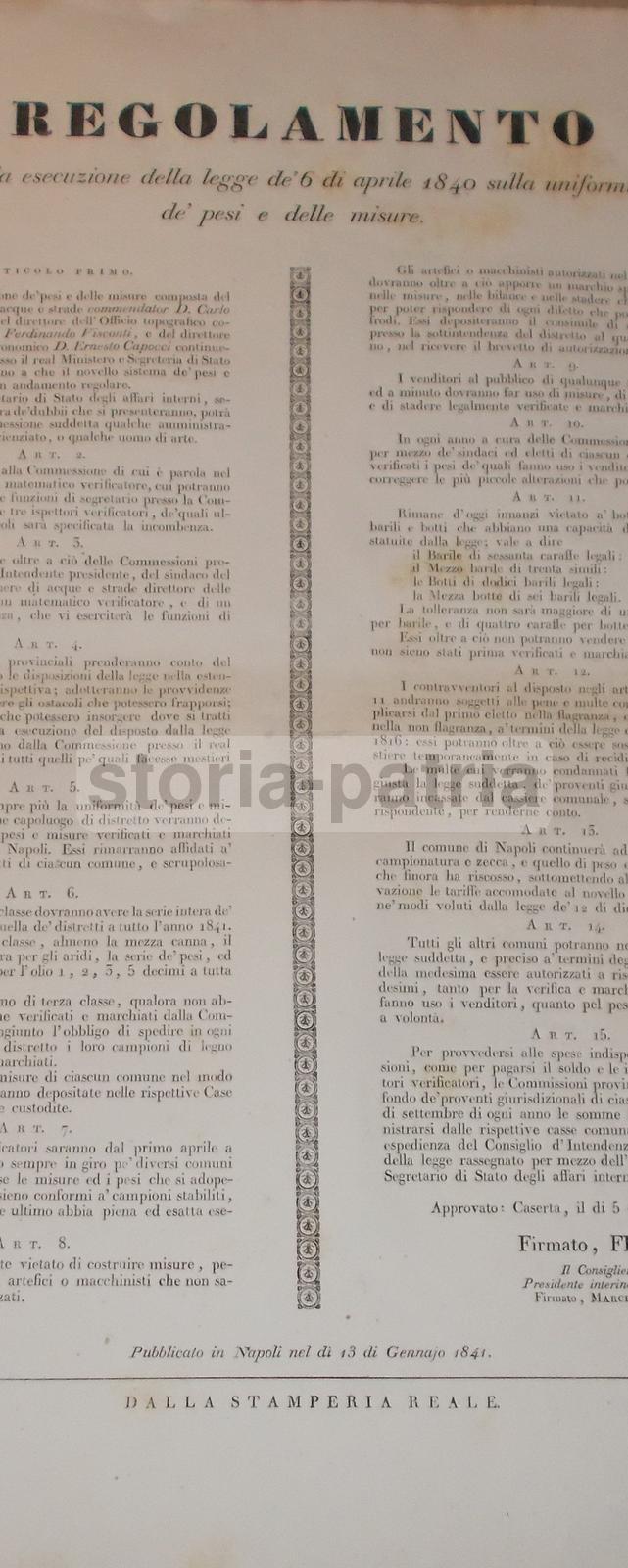 Napoli, Caserta, Borboni, Re Ferdinando, Economia, Pesi E Misure, Barili, Bilance, 1841 immagine 2