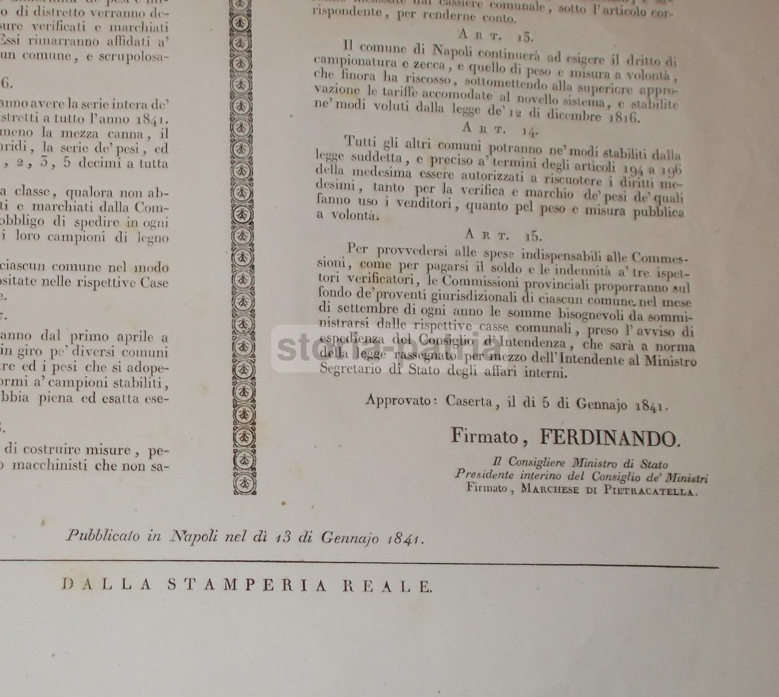Napoli, Caserta, Borboni, Re Ferdinando, Economia, Pesi E Misure, Barili, Bilance, 1841 immagine 4
