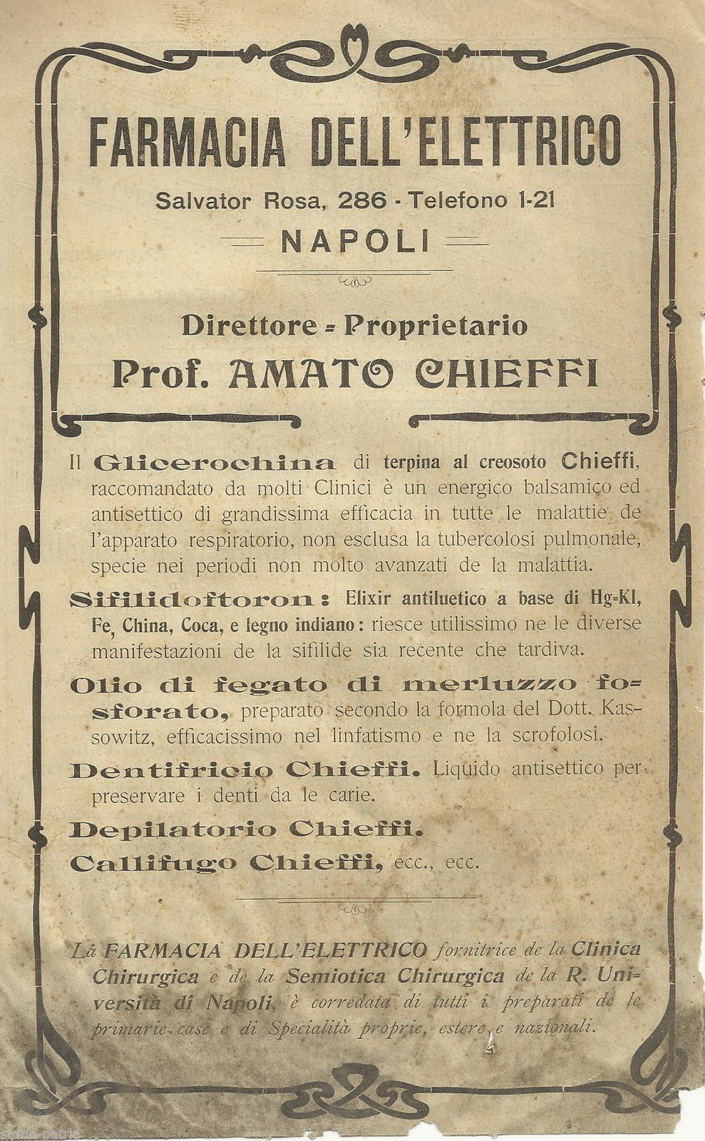 Napoli, Medicina, Farmaceutica, Farmacia Dellelettrico, Chieffi, Casale, Mellone immagine 1