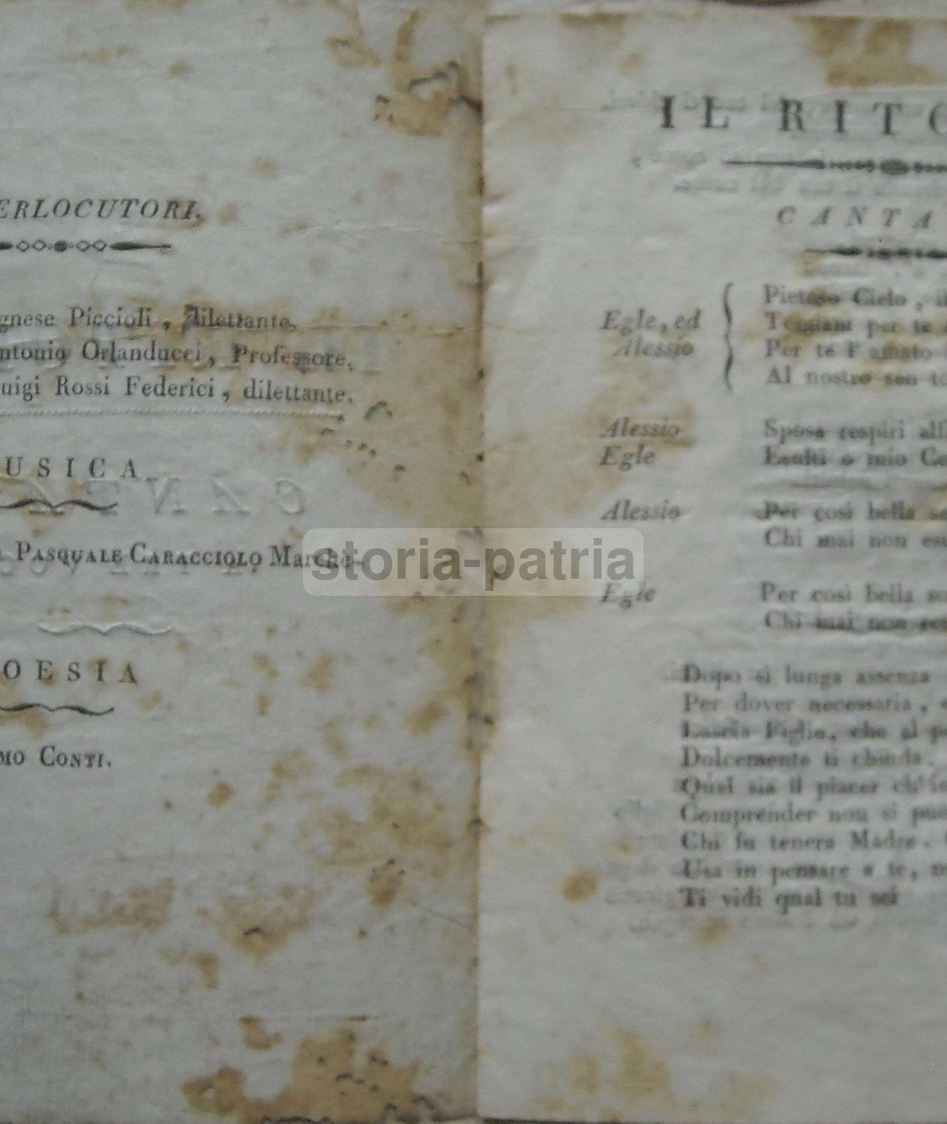 Napoli, Musica, Caracciolo, Arena, Monteiasi, Taranto, Livorno, Librettista Conti, Raro immagine 3