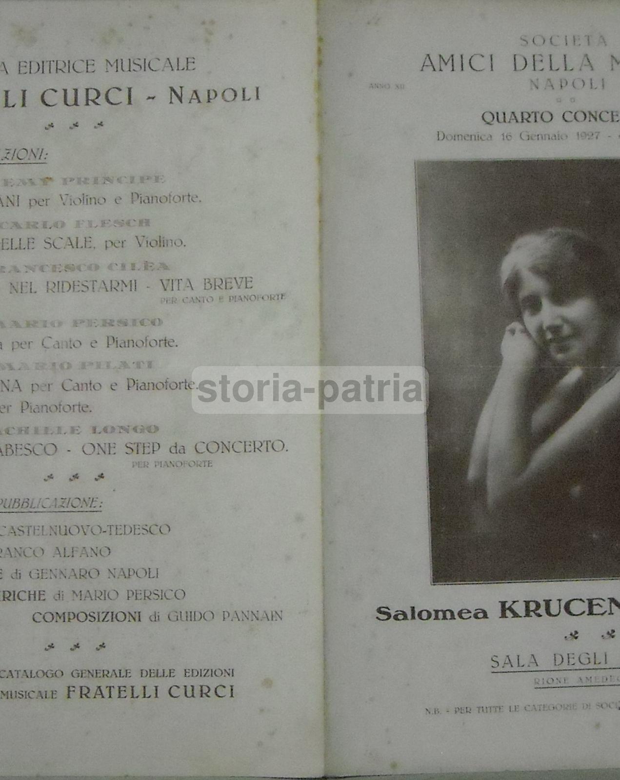 Napoli, Musica, Concerto, Cantante Salomea Kruceniski, Raysa Lifschiz, Borowski immagine 2