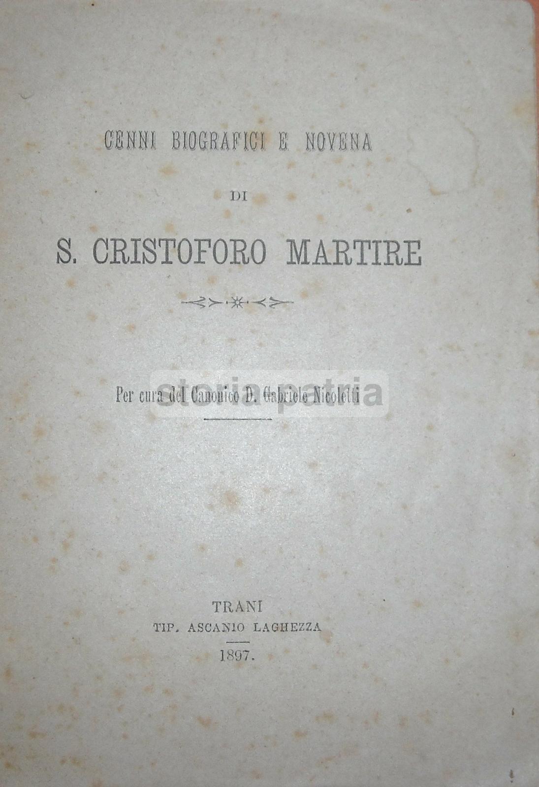 Puglia, Nicoletti, Antica Edizione Devozionale, Biografia, Novena, Trani, Laghezza immagine 1