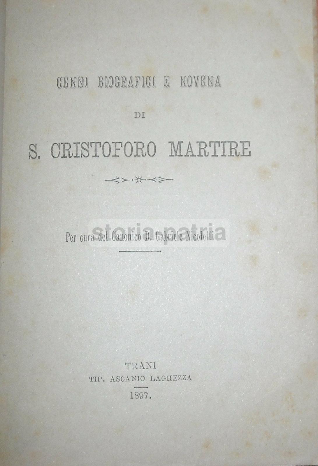 Puglia, Nicoletti, Antica Edizione Devozionale, Biografia, Novena, Trani, Laghezza immagine 2