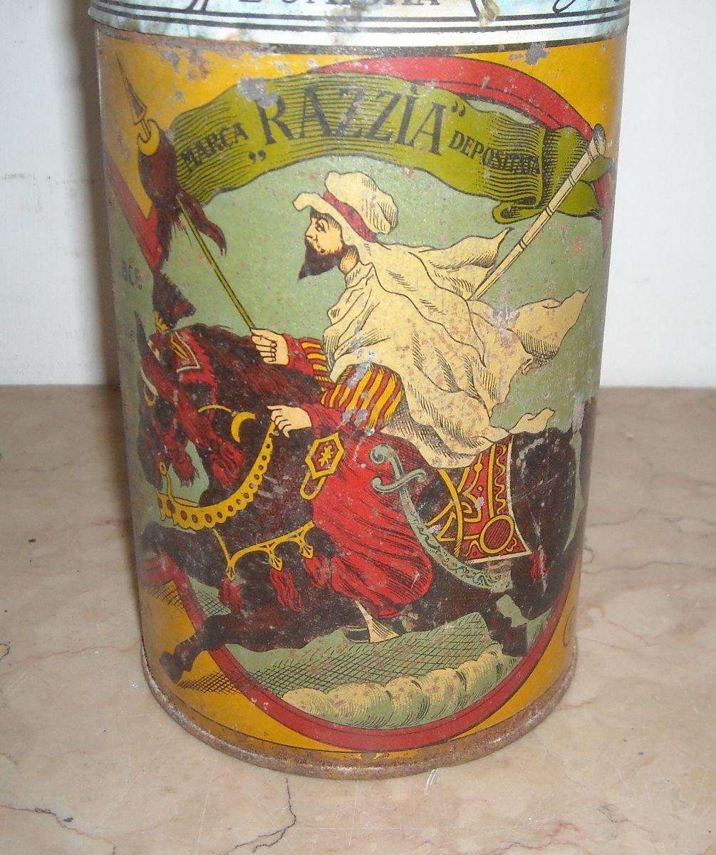 Raro Antico Barattolo In Latta, Insetticida Razzia, Neumann, Fiume, Milano, Araldica immagine 4