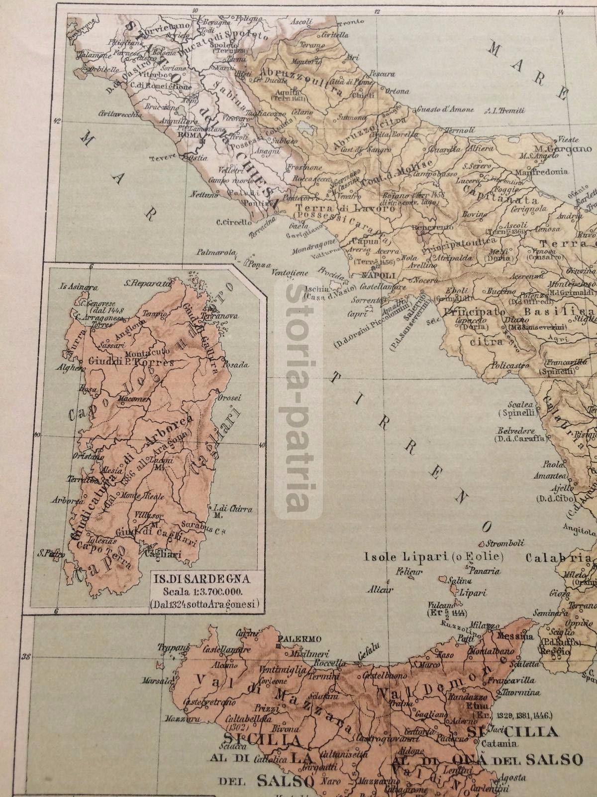 Regno Di Napoli, Sicilia, Sardegna, Puglia, Montecassino, Angioini, Aragonesi, Mappa immagine 4