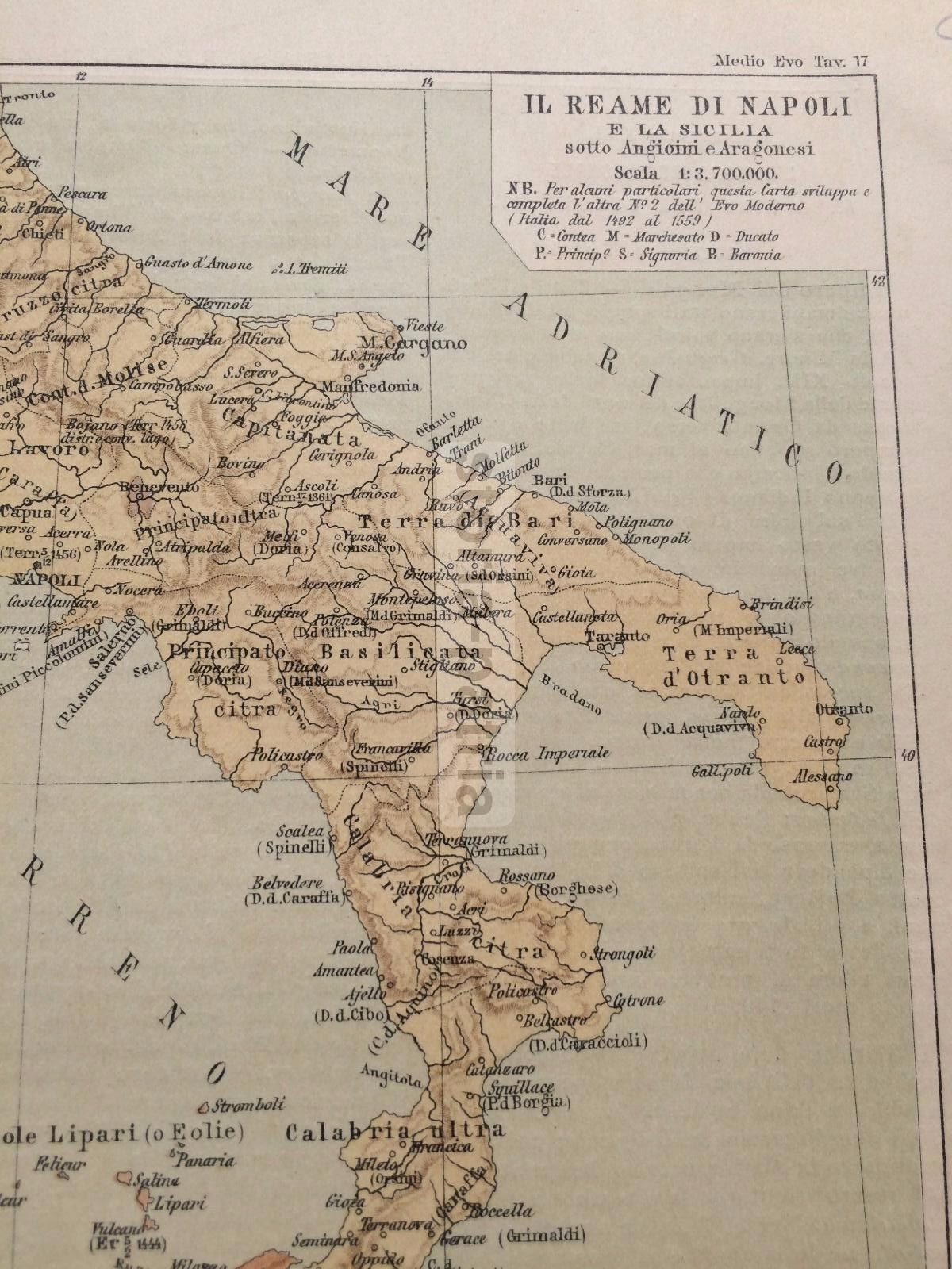 Regno Di Napoli, Sicilia, Sardegna, Puglia, Montecassino, Angioini, Aragonesi, Mappa immagine 5
